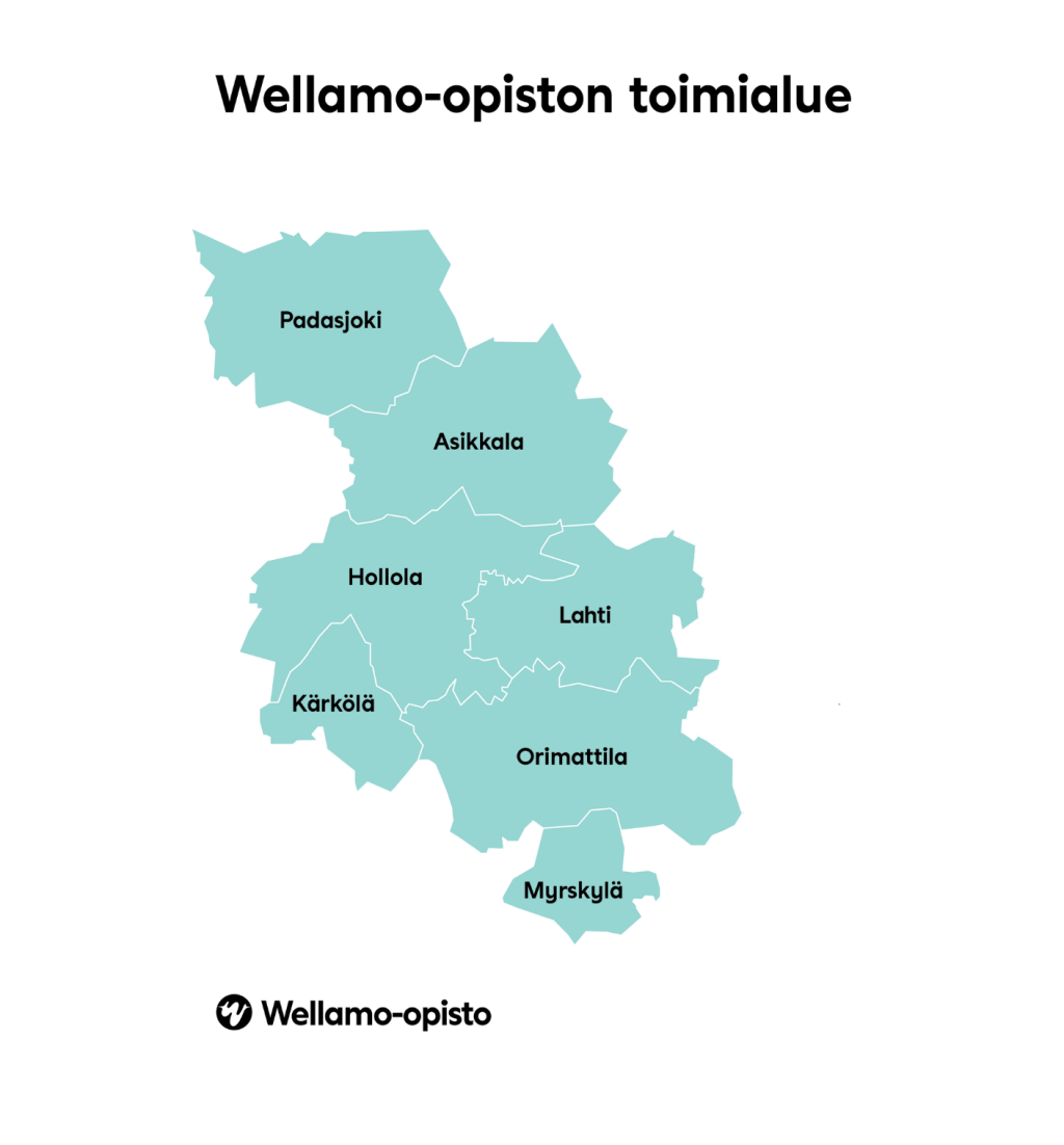 Kuva Wellamo-opiston toimialueen kunnista